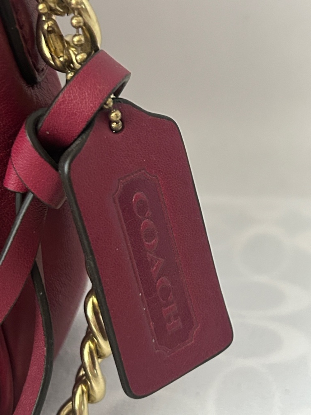 Coach Rare Legacy Flight Deep Rich Red Leather Gold Chain Crossbody Bag Purse 🌺🌺 - Picture 7 of 13